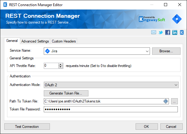 SSIS REST Jira Connection Manager - OAuth 2 Mode